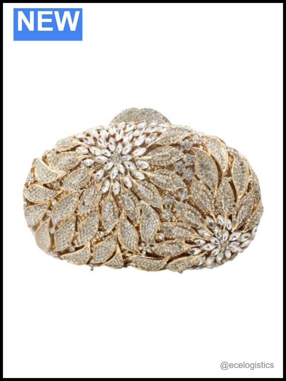 Crystal Rhinestone Clutch Evening Bag 3D Flower Hollow Out Prom Wedding Handbag